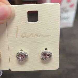 I Am Pink Heart Stud Earrings